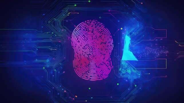 Biometric identification authentication using unique biological traits solid color background