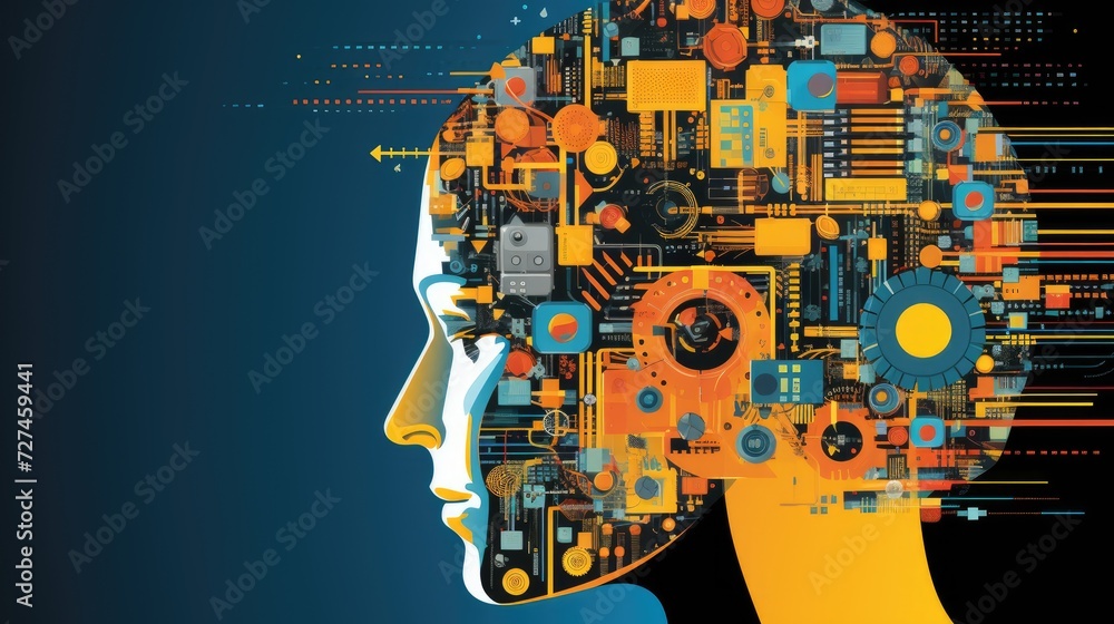 Poster cognitive computing systems that mimic human thought processes and decision making solid color backg