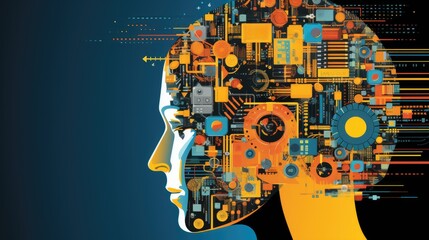 Cognitive computing systems that mimic human thought processes and decision making solid color background