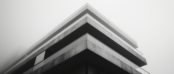 Obraz premium Massive Perpendicular Monochrome: The Bold Interplay of Shadow and Light on a Modernist Concrete Architectural Edifice