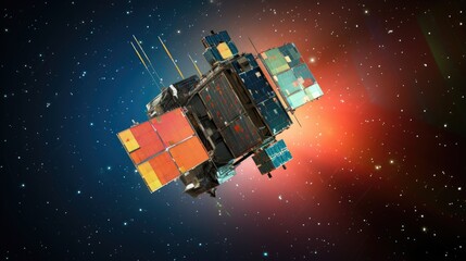 Cubesat data downlink solid color background