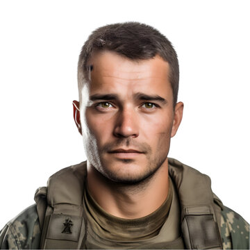 Portrait of Army man  on transparent background PNG image