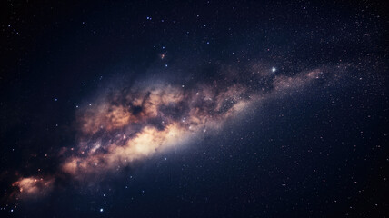 Big clear milky way in space with many stars and bright nebula galaxy. Universe science astronomy...