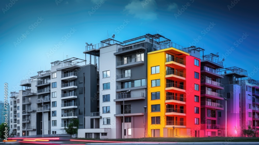 Poster energy efficient building management systems solid color background
