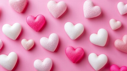 Obraz premium Hearts on a pink background for Valentines Day