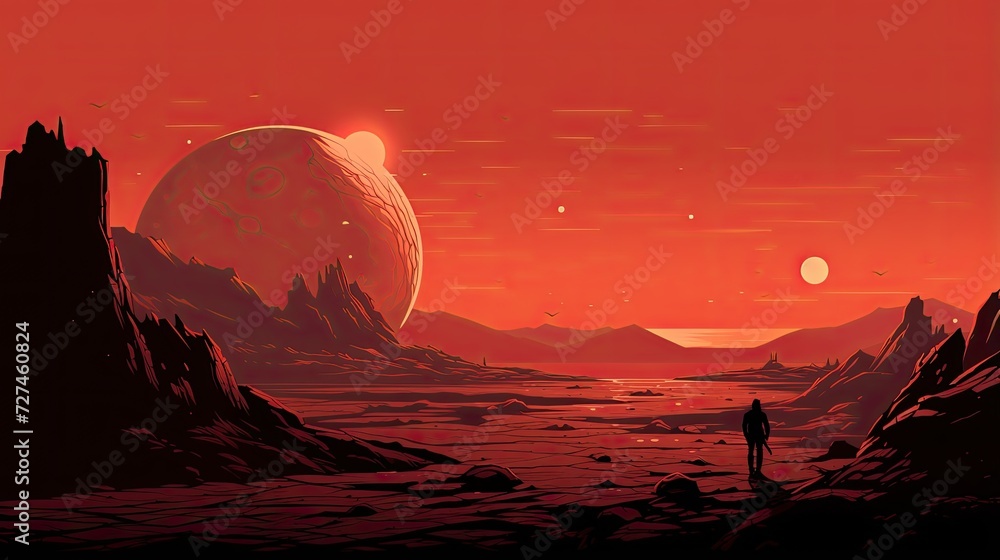 Poster mars subsurface exploration solid color background