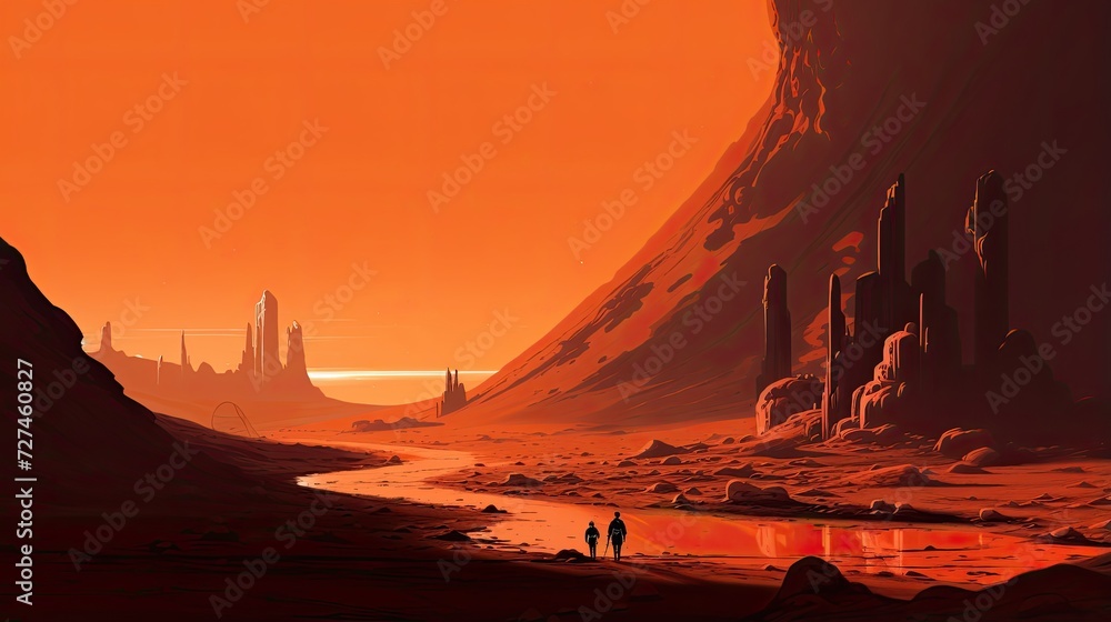 Poster mars subsurface exploration solid color background