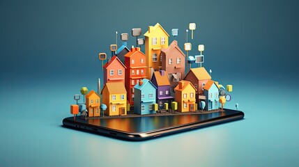 Mobile apps for neighborhood connectivity solid color background