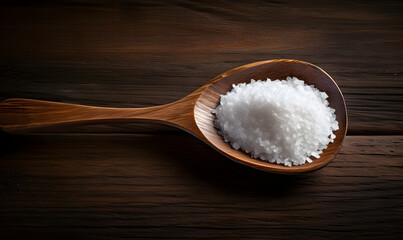 Fototapeta na wymiar salt on a wooden spoon