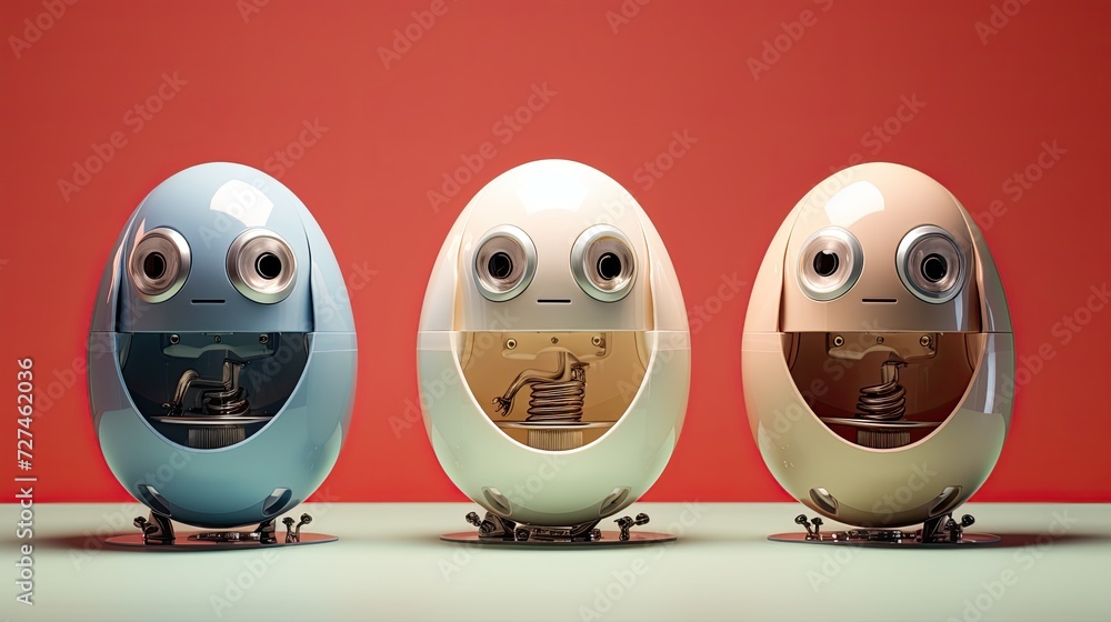 Aufkleber robotic egg separators solid color background