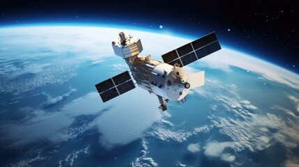 Satellite communication advancements solid color background