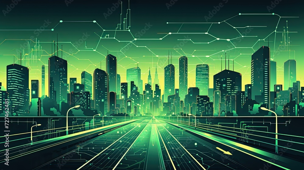 Poster smart cities utilizing technology for urban infrastructure improvements solid color background