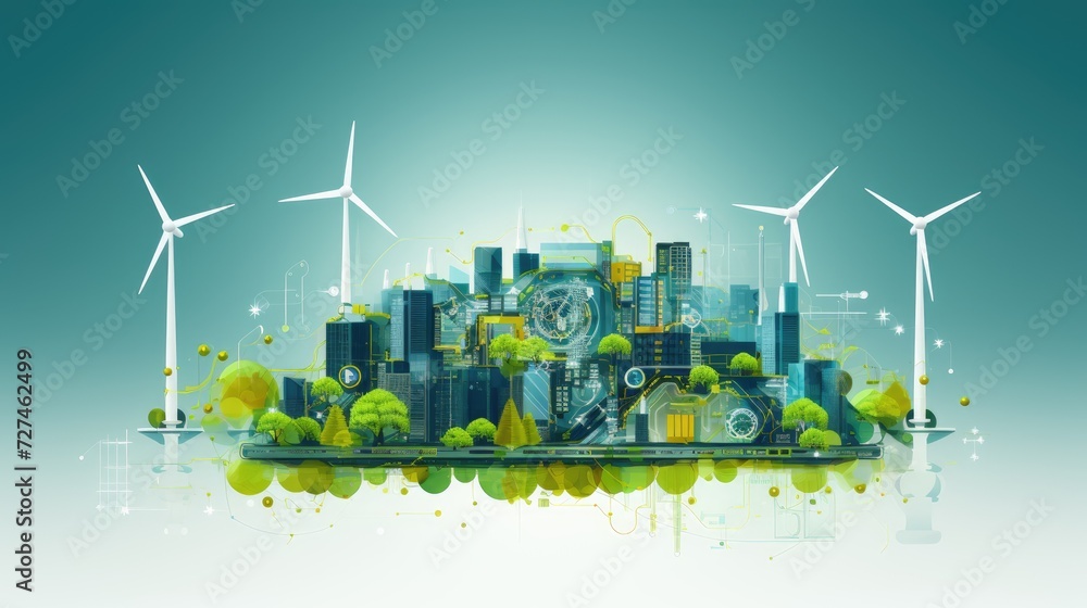 Poster smart energy management optimizing energy consumption through automation solid color background