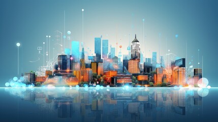 Smart cities utilizing technology for urban infrastructure improvements solid color background