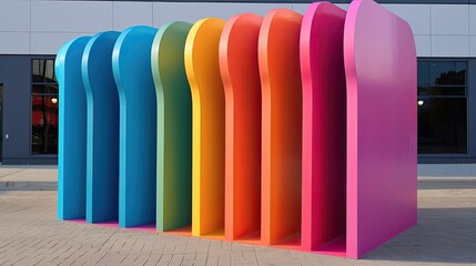 Smart public art installations solid color background