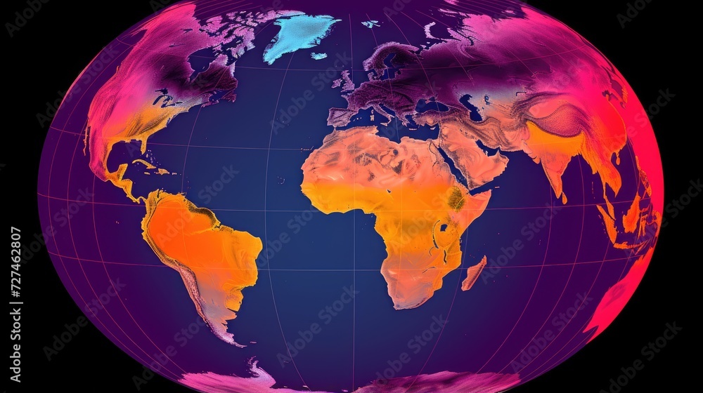 Poster space based climate modeling solid color background