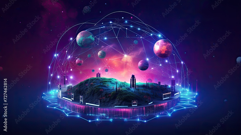 Poster space based internet connectivity solid color background