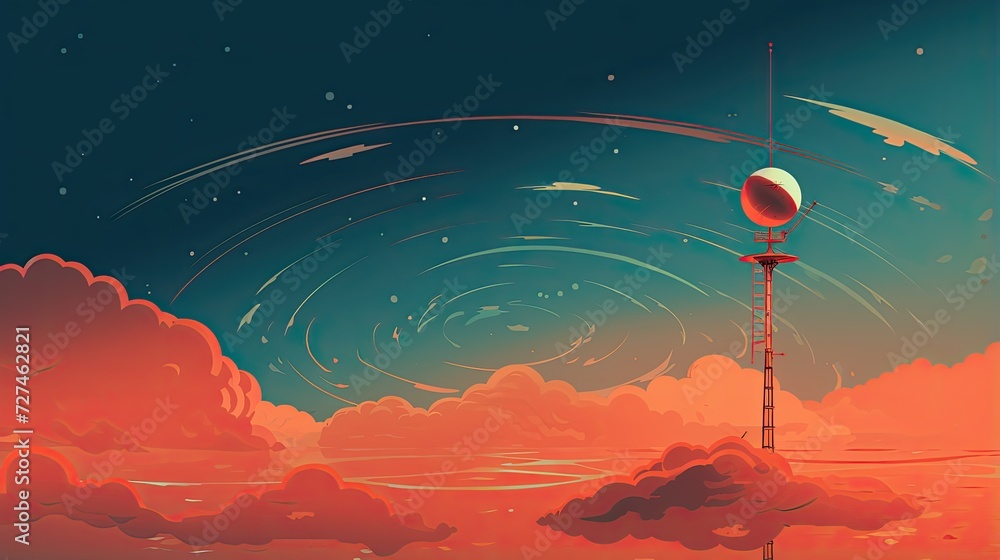 Poster space based weather monitoring solid color background