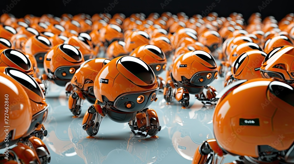 Poster swarm robotics cooperative behavior of multiple robots solid color background