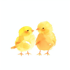 ひよこの水彩イラスト、小さい、かわいい