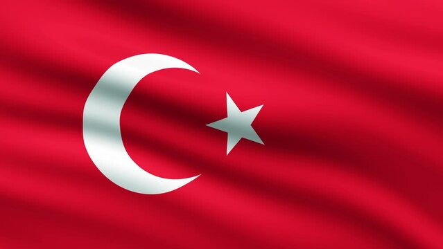 Turkish flag waving full screen background animation
