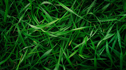 The texture of a green grass in close-up