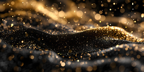 golden glitter on black background