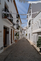White houses in the streets of Altea in Spain.