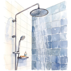 simple clip art of shower,watercolor illustration