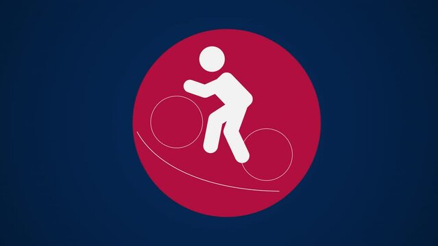 &nbsp;Pictograma de los Juegos Ol&iacute;mpicos de lado derecho con el deporte ciclismo BMX racing en fondo azul sin texto.