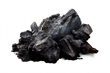 Pieces of smoldering coal on a white background