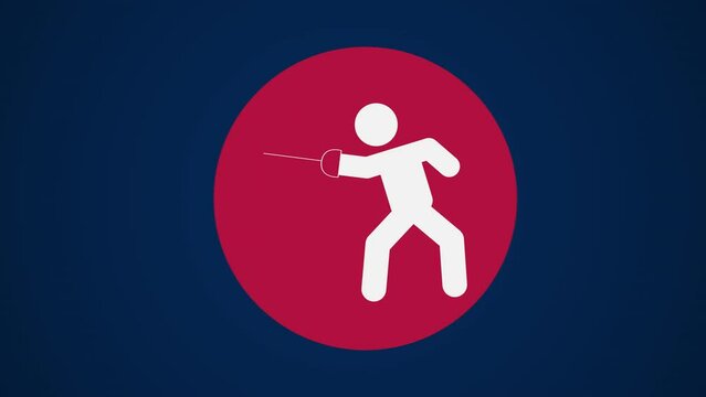 &nbsp;Pictograma de los Juegos Ol&iacute;mpicos de lado derecho con el deporte esgrima en fondo azul sin texto.