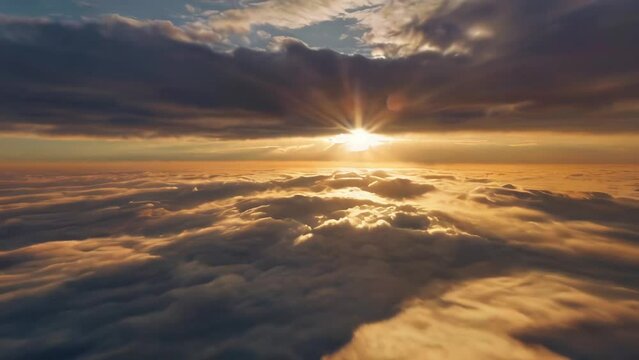 paysage nuageux incroyable, capturant de magnifiques rayons de lumi&egrave;re. Cette sc&egrave;ne est une animation CG r&eacute;aliste qui cr&eacute;e une atmosph&egrave;re captivante et &eacute;poustouflante.
