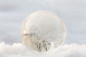 Frost congealing on the glass ball