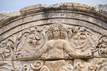 detail of a stone at ephesus, izmir 