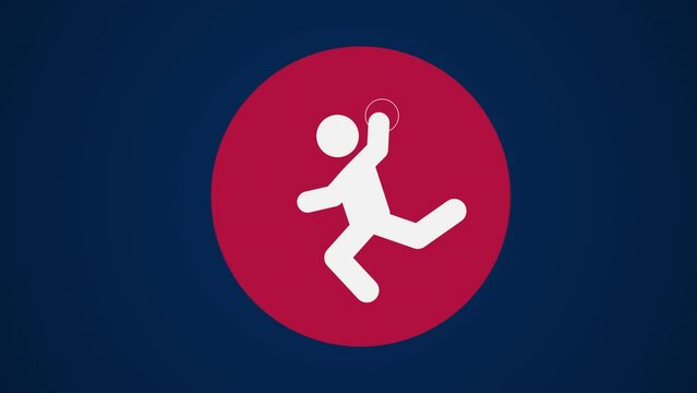 &nbsp;Pictograma de los Juegos Ol&iacute;mpicos de lado derecho con el deporte balonmano en fondo azul sin texto.