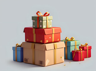 A Stack of Birthday gift Boxes with Empty Space