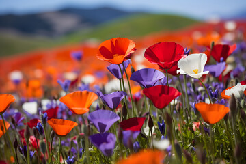 Obraz premium poppies in a field in the springtime, close up