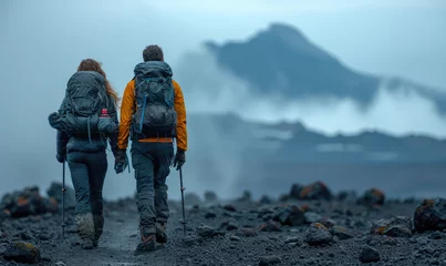 Foto op Plexiglas Adventurous Couple Conquering Mount Kilimanjaro: A Journey of Love and Triumph © STORYTELLER