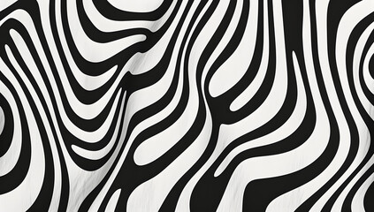 Obraz premium black and white pattern of curved waves and wavy lines