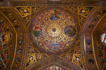 Fototapeta na wymiar Breath-taking details of murals inside The Holy Savior Cathedral in Esfahan, Iran
