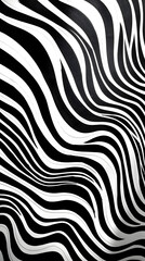 black and white pattern of curved waves and wavy lines