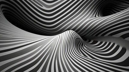 A picture where black and white lines warp and curve - obrazy, fototapety, plakaty