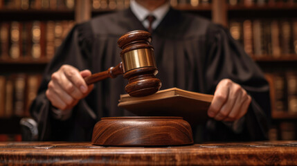 Judge and gavel in courtroom