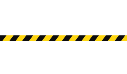 Fotobehang yellow and black caution tape isolated on white and transparent background. under construction, warning, danger, crime scene, police, safety tape vector illustration © Ryra Ryu