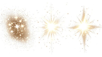 Set of stars and sparkles isolated on white background. Sparkles symbols. Sparks and stars Vector illustration