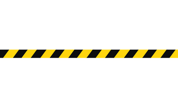 yellow and black caution tape isolated on white and transparent background. under construction, warning, danger, crime scene, police, safety tape vector illustration