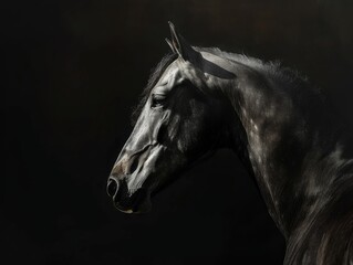 Fine art low key backlight horse equine photo 