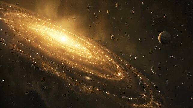 Solar system structure out to oort cloud, digital illustration