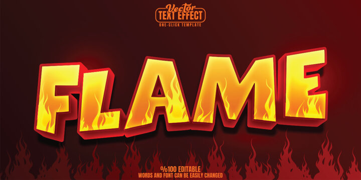 Fire editable text effect, customizable flame and burn 3D font style